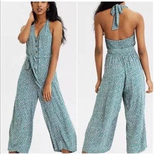 American Eagle Floral Halter Jumpsuit